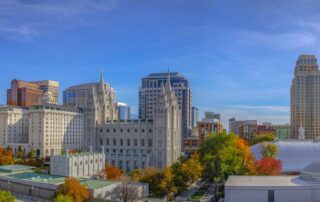 Image of downtown Salt Lake City buildings during fall