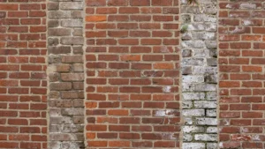 Historic Brick Wall with Repaired Masonry Sections